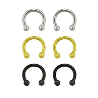 Multi-Pack Plated Horseshoe Rings - 3 Pair