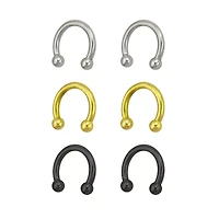 Multi-Pack Plated Horseshoe Rings - 3 Pair