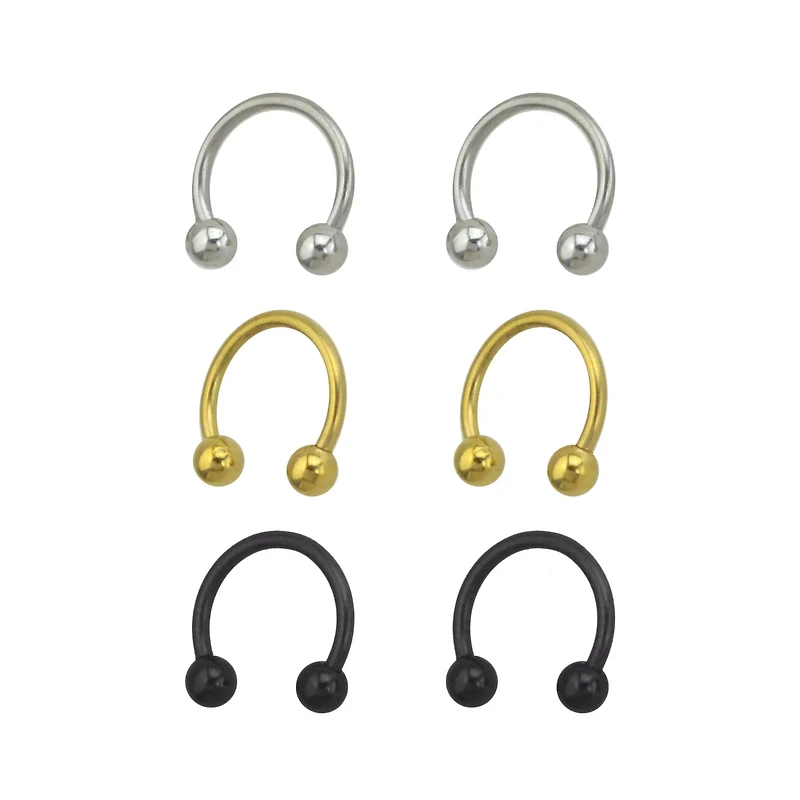 Multi-Pack Plated Horseshoe Rings - 3 Pair