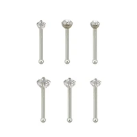 Multi-Pack CZ Stud Nose Rings - 6 Pack