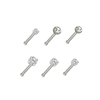 Multi-Pack CZ Stud Nose Rings - 6 Pack