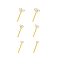 Multi-Pack Goldtone CZ Bone Nose Rings 6 Pack - 20 Gauge