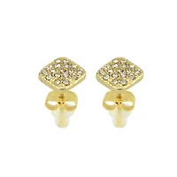 Goldtone Square Paved CZ Stud Earrings