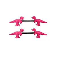 Glow In The Dark T. Rex Nipple Barbells - 14 Gauge