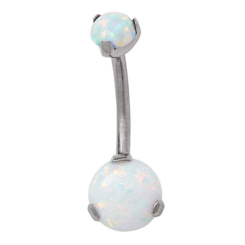 Opal-Effect Belly Ring - 14 Gauge