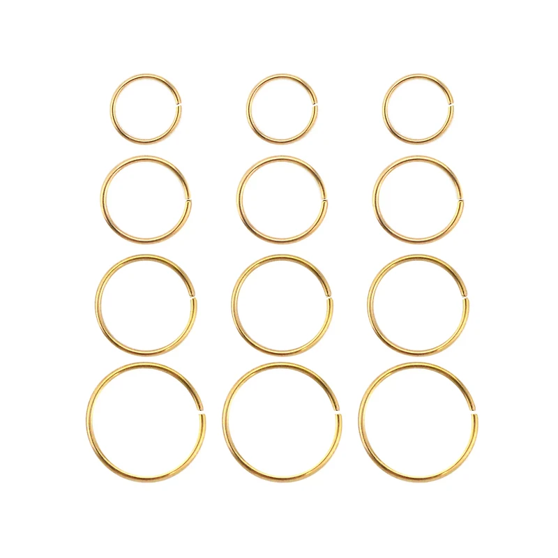 Multi-Pack Goldtone Hoop Nose Rings - 12 Pack