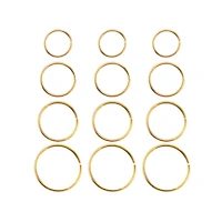 Multi-Pack Goldtone Hoop Nose Rings - 12 Pack