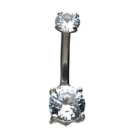 CZ Clear Gem Belly Ring - 14 Gauge