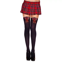 Plaid Bow Thigh High Stockings