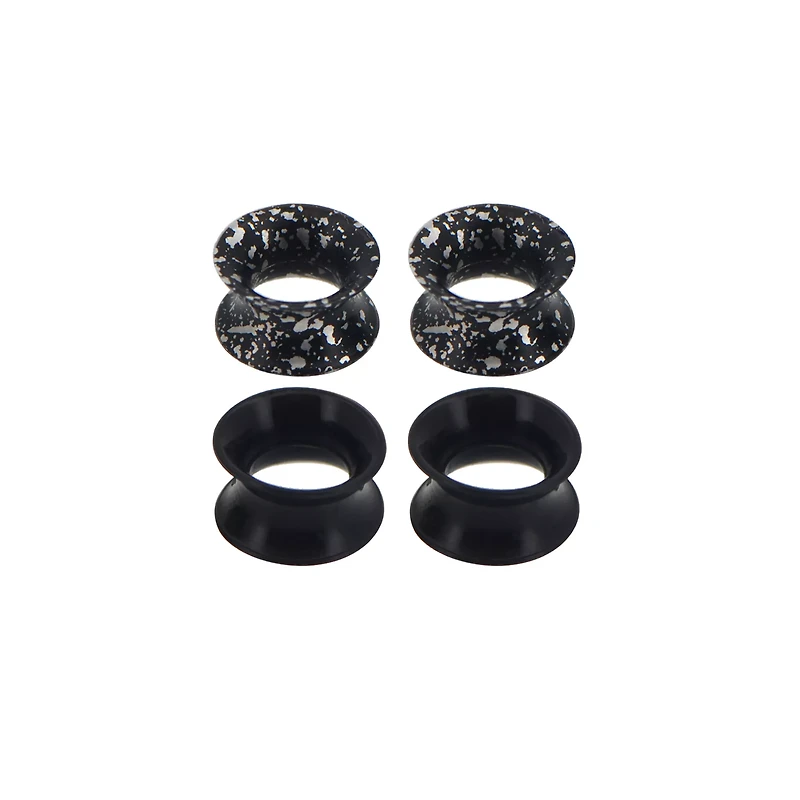 Multi-Pack Black Splatter Tunnel Plugs - 2 Pair