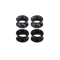 Multi-Pack Black Splatter Tunnel Plugs - 2 Pair
