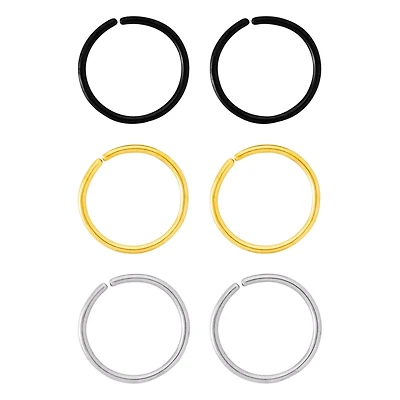 Multi-Pack Multicolor Seamless Nose Rings 6 Pack - 20 Gauge