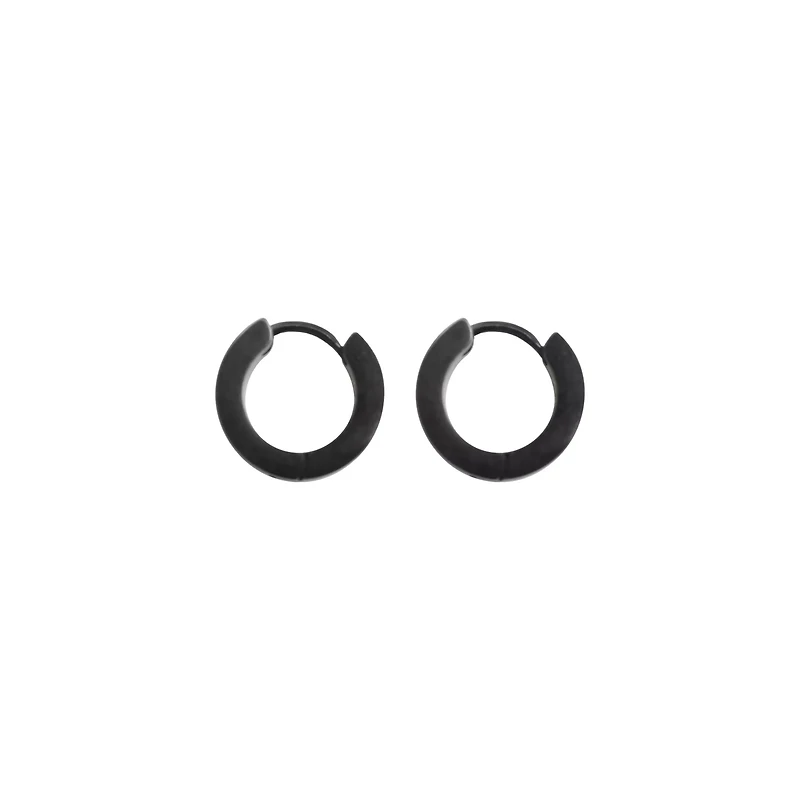 Black Huggie Hoop Earrings - 18 Gauge