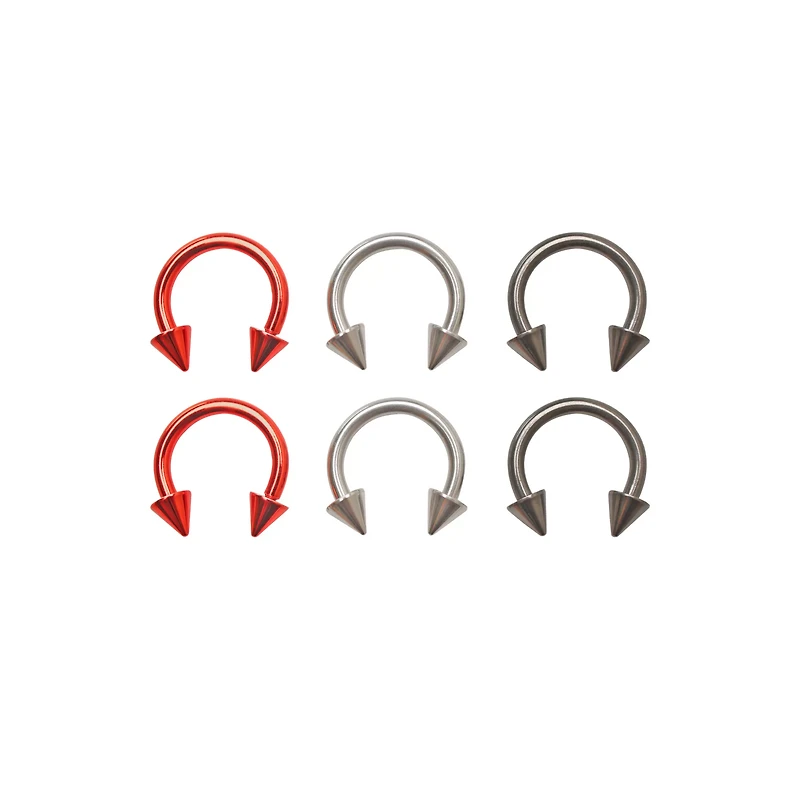 Multi-Pack Spike Horseshoe Rings 3 Pair - 16 Gauge