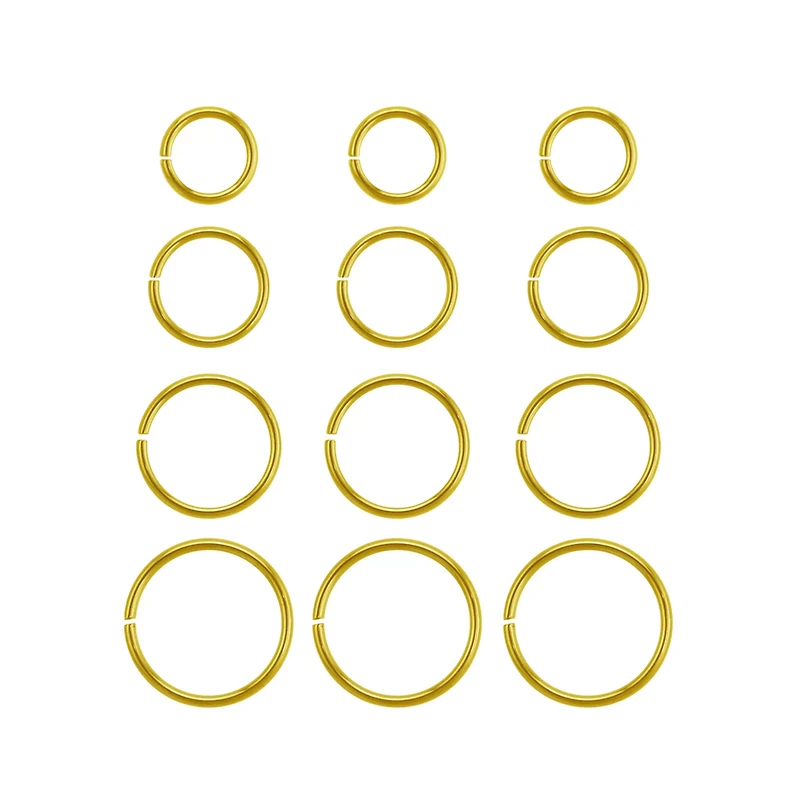 Multi-Pack Goldtone Hoop Nose Rings - 12 Pack