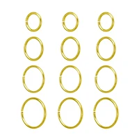 Multi-Pack Goldtone Hoop Nose Rings - 12 Pack