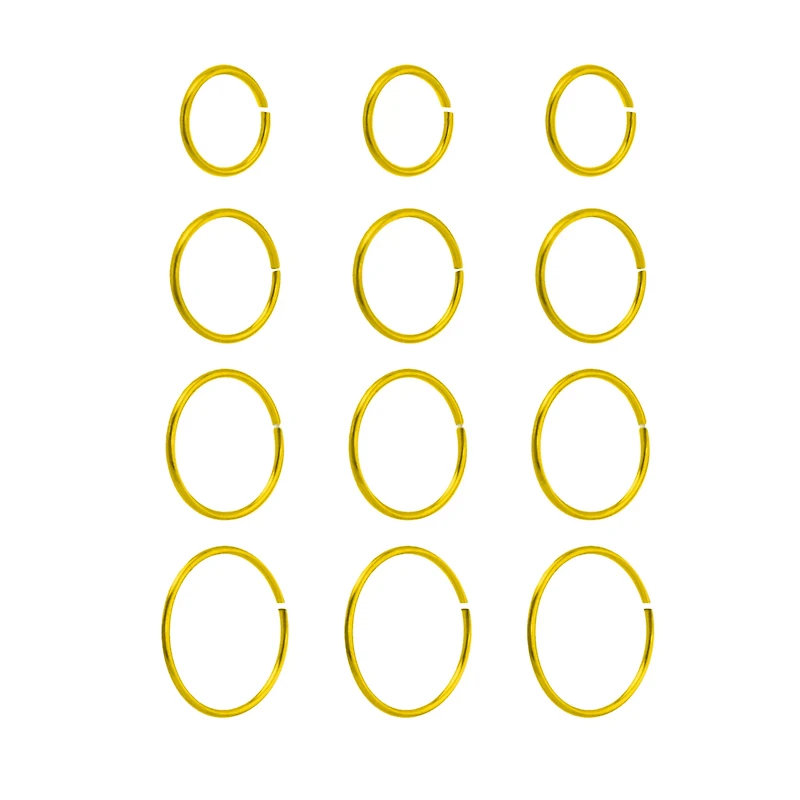 Multi-Pack Goldtone Hoop Nose Rings - 12 Pack