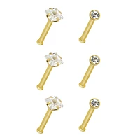 CZ Stud Nose Rings - 6 Pack