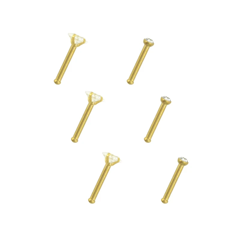 CZ Stud Nose Rings - 6 Pack