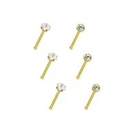 CZ Stud Nose Rings - 6 Pack