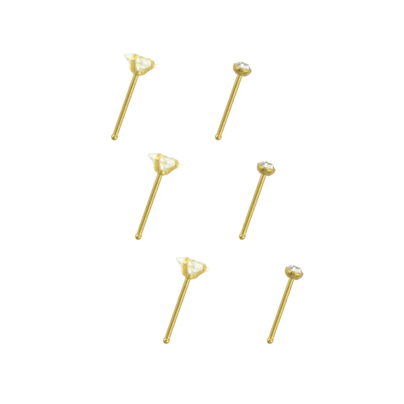 CZ Stud Nose Rings - 6 Pack