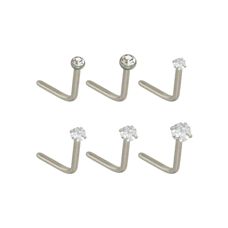 Multi-Pack CZ L-Bend Nose Rings