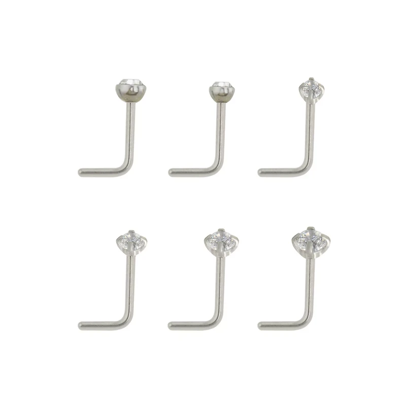 Multi-Pack CZ L-Bend Nose Rings