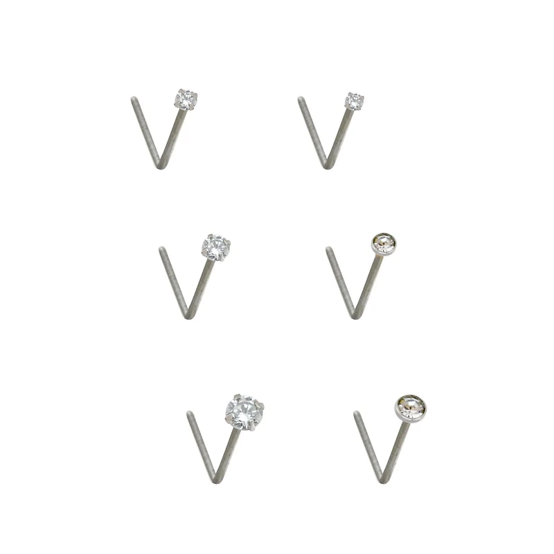 Multi-Pack CZ L-Bend Nose Rings