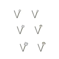 Multi-Pack CZ L-Bend Nose Rings