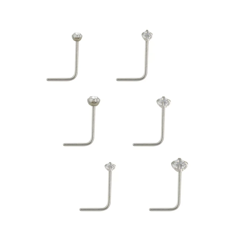Multi-Pack CZ L-Bend Nose Rings