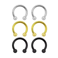 Multi-Pack Plated Horseshoe Rings - 3 Pair