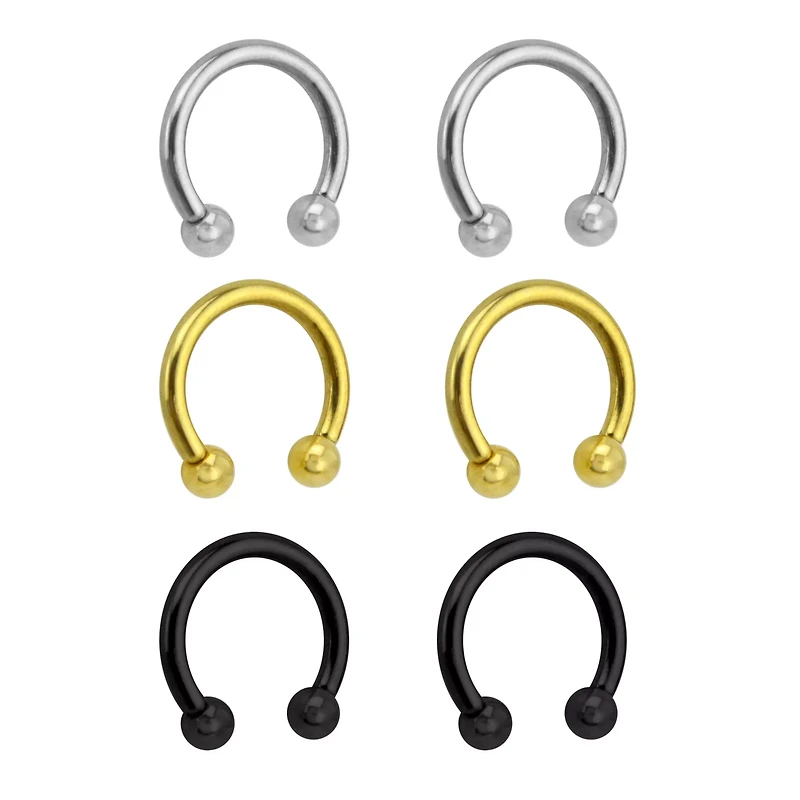 Multi-Pack Plated Horseshoe Rings - 3 Pair
