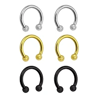 Multi-Pack Plated Horseshoe Rings - 3 Pair