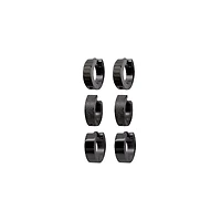 Black Huggie Hoop Earrings - 3 Pair