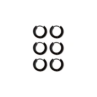 Black Huggie Hoop Earrings - 3 Pair