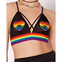 Rainbow Striped Pride Heart Bralette