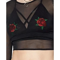 Long Sleeve Mesh Crop Top