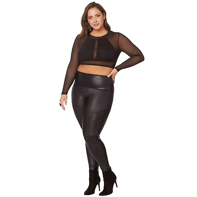 Long Sleeve Mesh Plus Size Crop Top