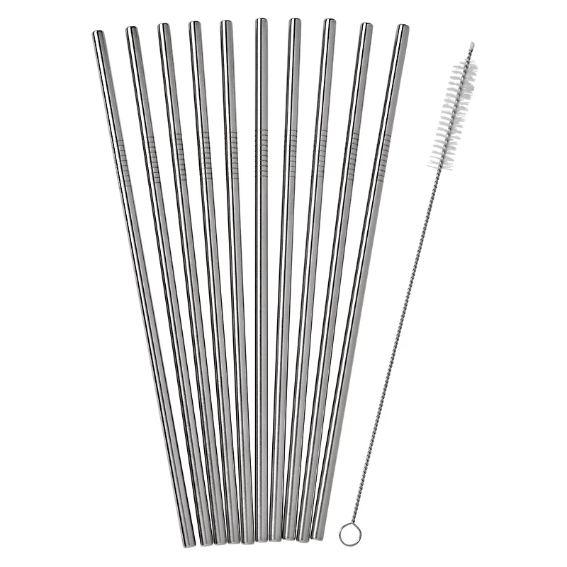 Reusable Stainless Steel Straws - 10 Pack