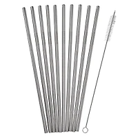 Reusable Stainless Steel Straws - 10 Pack