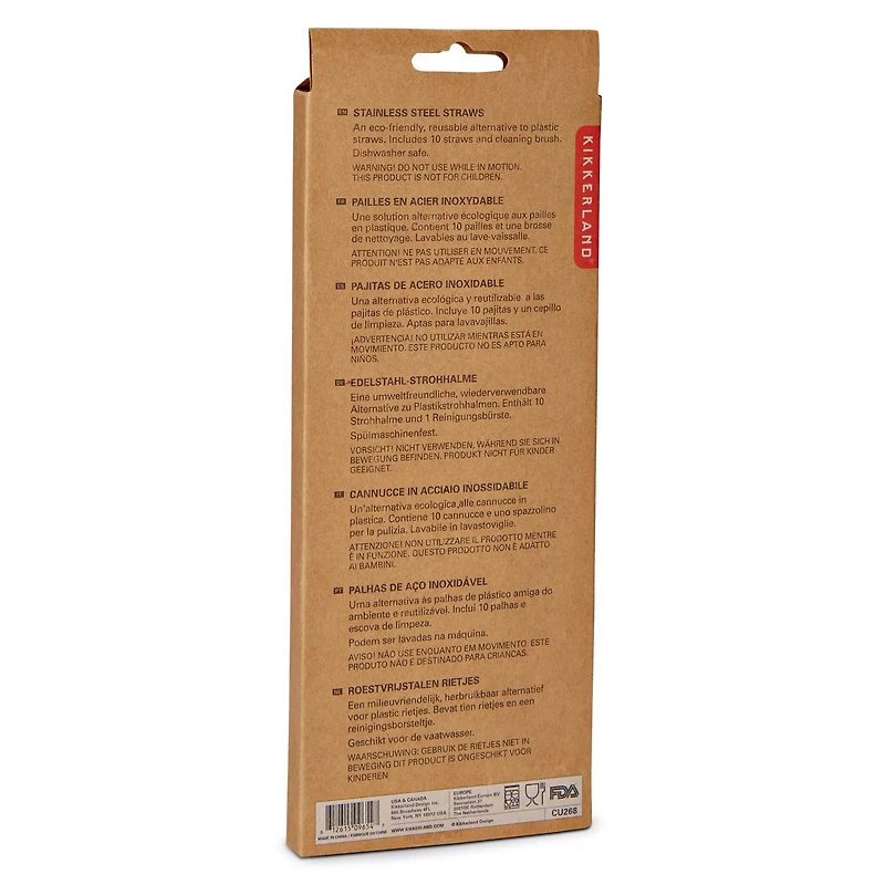 Reusable Stainless Steel Straws - 10 Pack