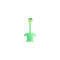 CZ Acrylic Green Turtle Belly Ring - 14 Gauge
