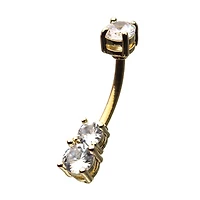 Goldtone CZ Belly Ring - 14 Gauge