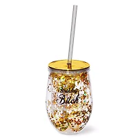 Birthday Bitch Glitter Cup with Straw