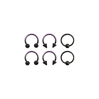 Multi-Pack Purple Ombre Horseshoe Rings and Captive 3 Pair - 16 Gauge