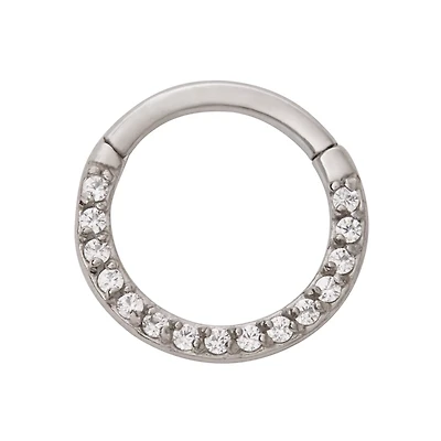CZ Segment Hinged Hoop Ring