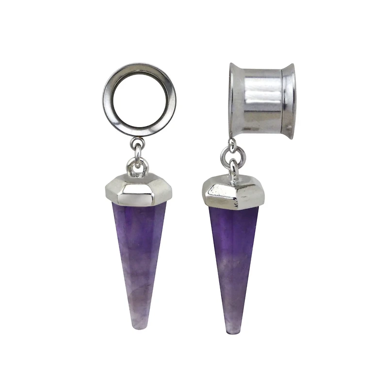 Amethyst Stone Dangle Tunnels