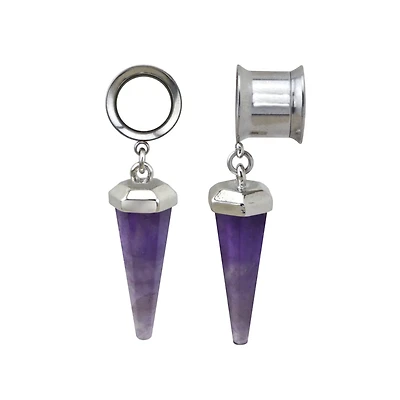 Amethyst Stone Dangle Tunnels