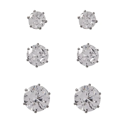 Multi-Pack CZ Stud Earrings 3 Pair - 20 Gauge