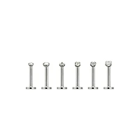 Multi-Pack CZ Labret Lip Rings 6 Pack - 16 Gauge